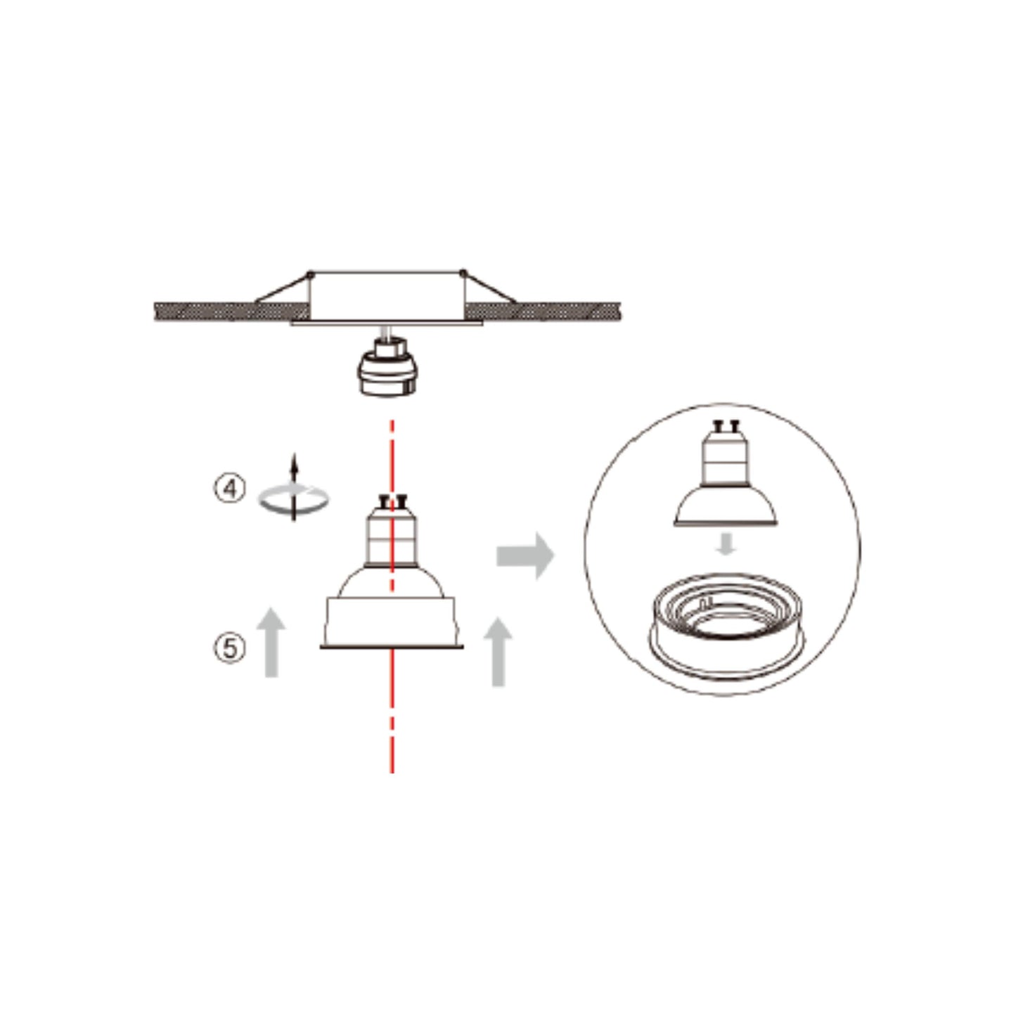 FOCO PORTA DICROICO "SPLIT LOSA" GU10 DIRGIBLE FRONT 25°GIRO