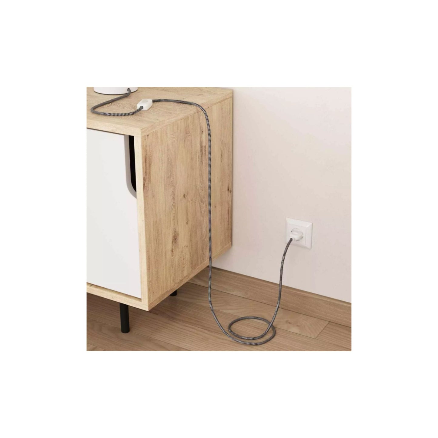 CABLE TEXTIL COLOR BLANCO/NEGRO BIPOLAR