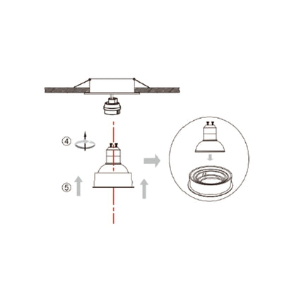 FOCO PORTA DICROICO "SPLIT VOLCANITA" GU10 DIRIGIBLE FRONTAL 25°GIRO