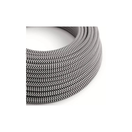 CABLE TEXTIL COLOR BLANCO/NEGRO ZIG ZAG BIPOLAR